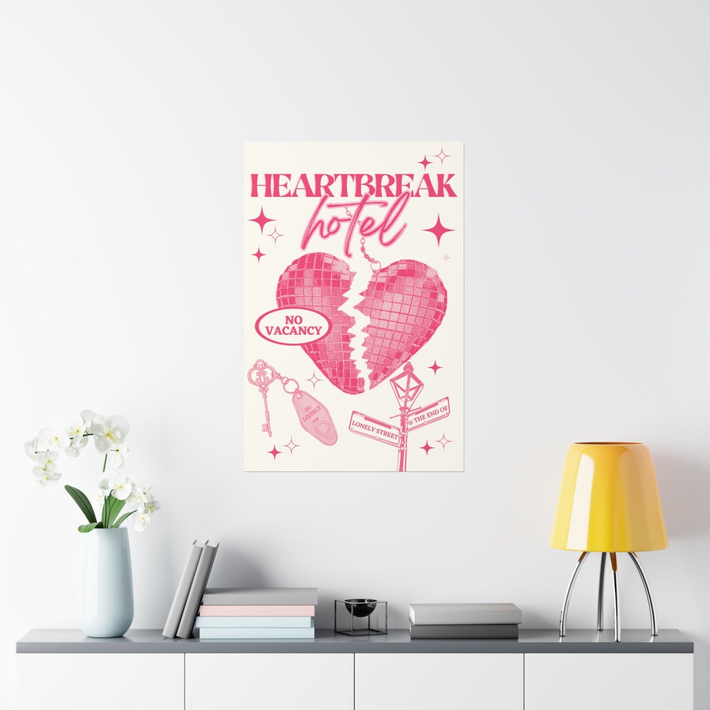 Vintage Pop Music Heartbreak Hotel Room Aesthetic Poster Printify