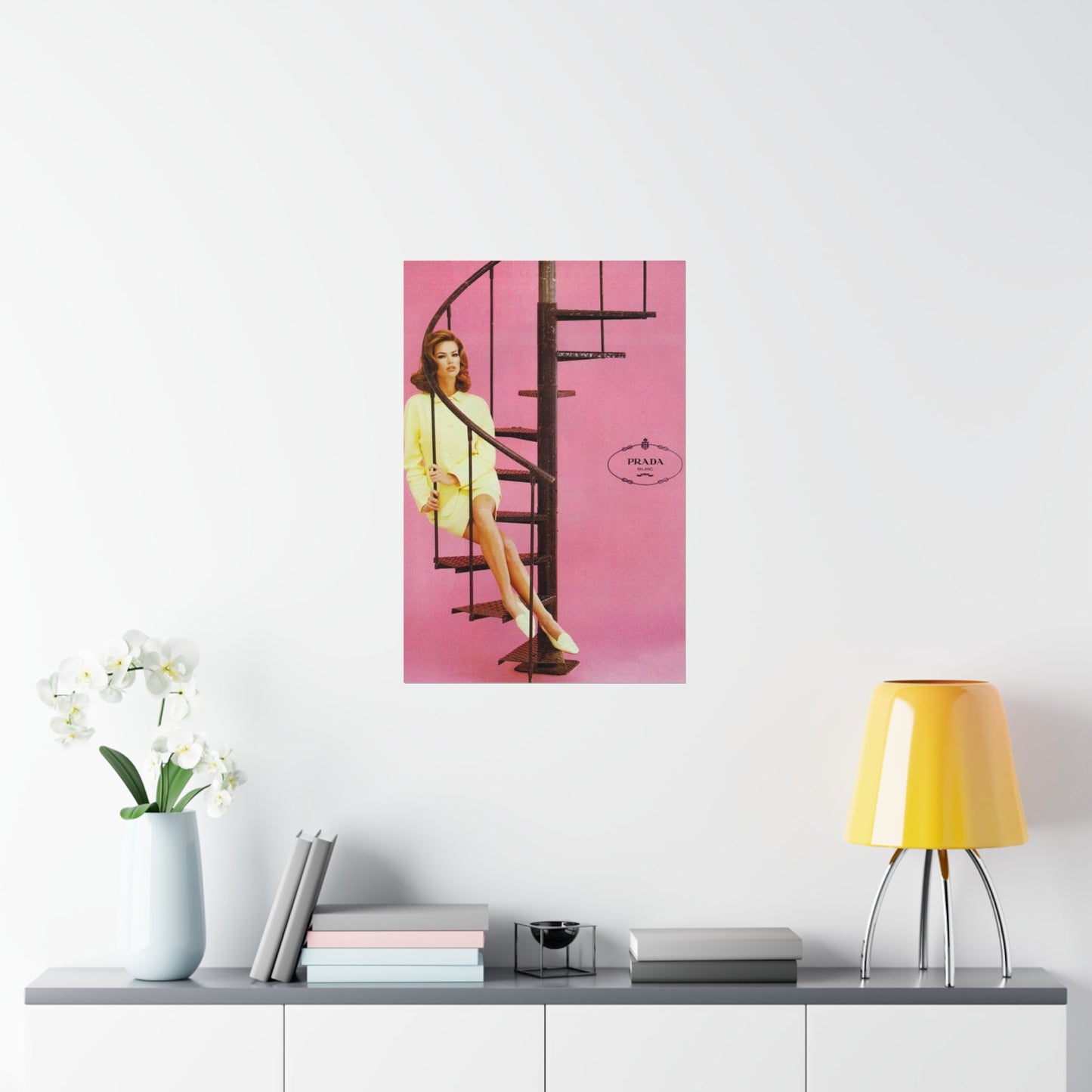 Pink Vintage Prada Ad Poster Printify