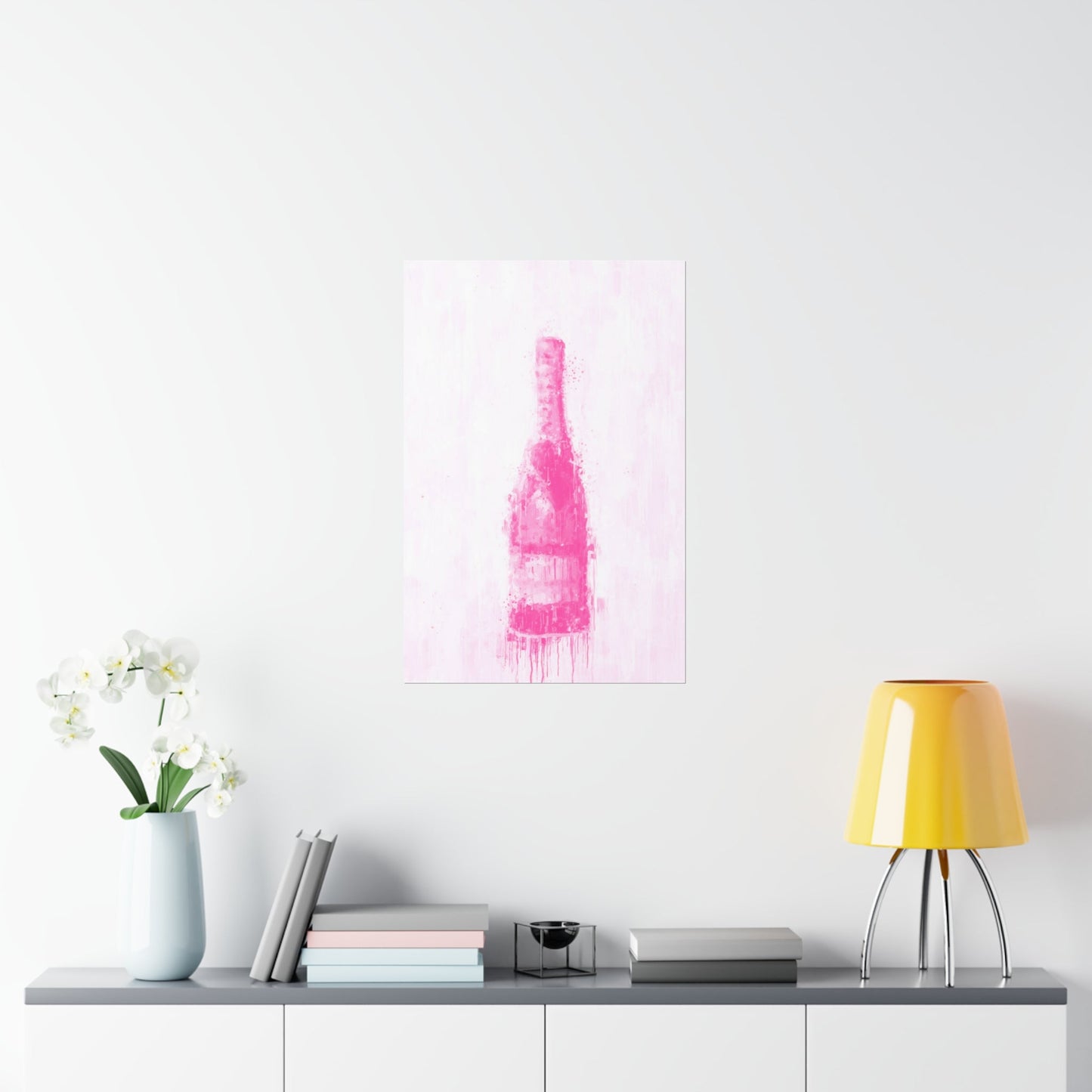 Pink Champagne Bottle Poster Printify