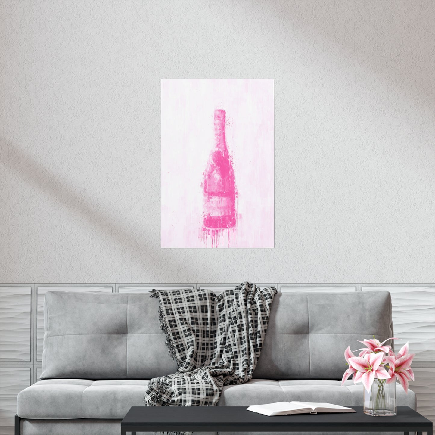 Pink Champagne Bottle Poster