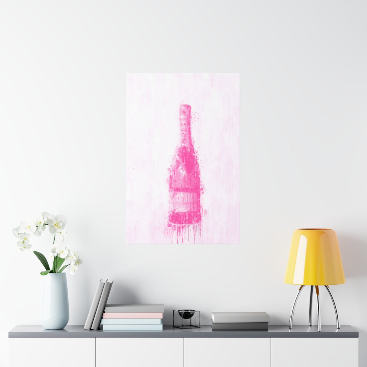 Pink Champagne Bottle Poster