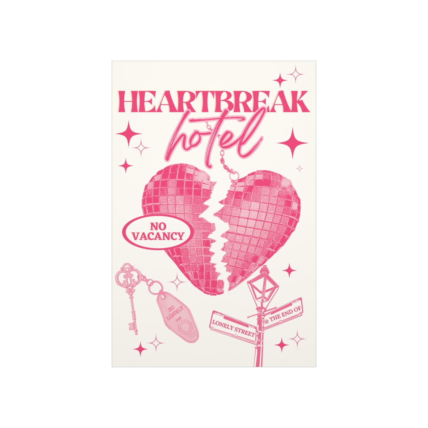 Vintage Pop Music Heartbreak Hotel Room Aesthetic Poster