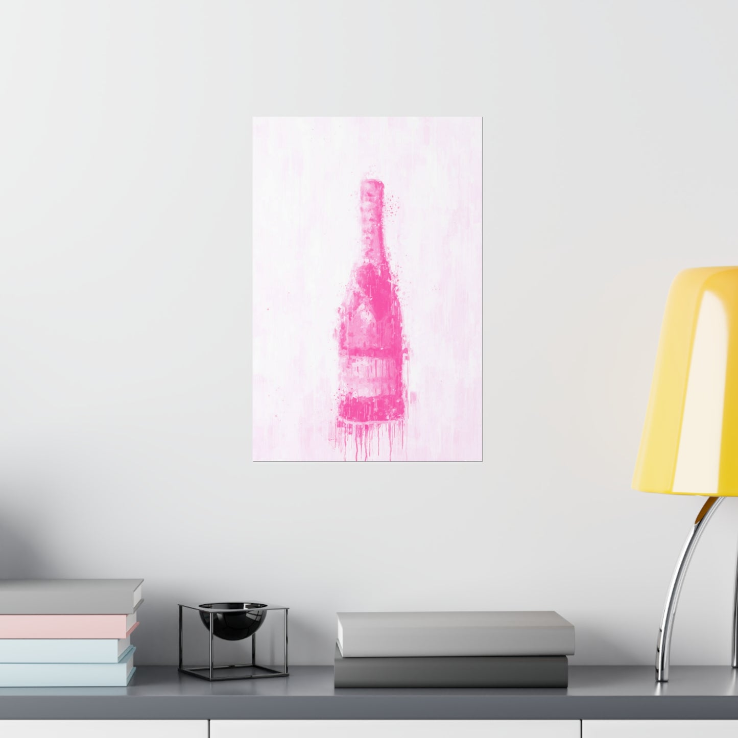 Pink Champagne Bottle Poster