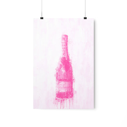 Pink Champagne Bottle Poster