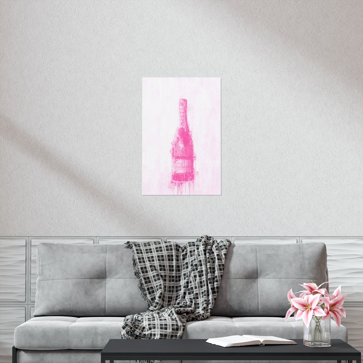 Pink Champagne Bottle Poster