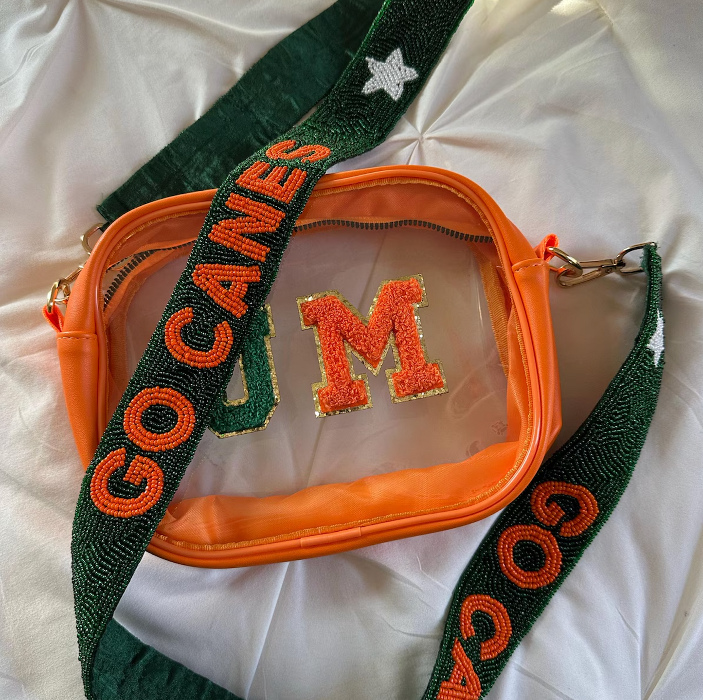 University of Miami Beaded Purse Strap | Go Canes Beaded Purse Strap | UMiami Bag Strap