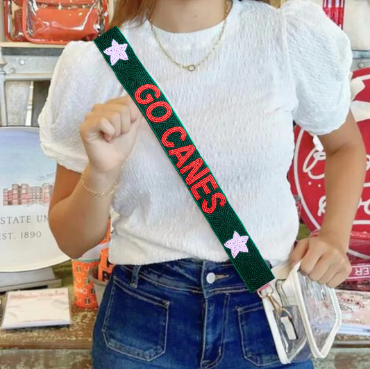 University of Miami Beaded Purse Strap | Go Canes Beaded Purse Strap | UMiami Bag Strap