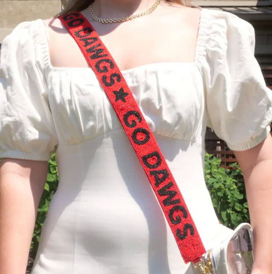 University of Georgia beaded purse strap on clear stadium bag