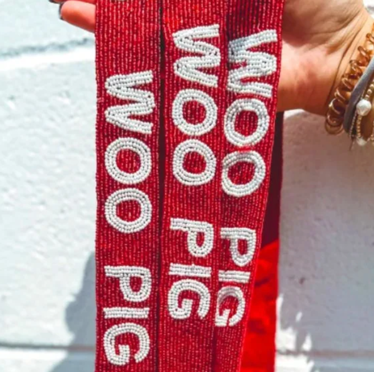 Woo Pig Sooie beaded purse strap on clear stadium bag