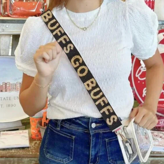 University of Colorado beaded purse strap on clear stadium bag