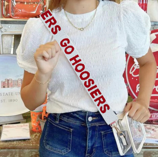 Indiana Hoosiers beaded purse strap on clear stadium bag